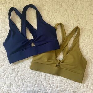Fabletics oasis twist bra bundle olive green & navy blue small